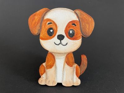 Figurina din lemn de pictat caine, 9cm - forma decorativa DIY