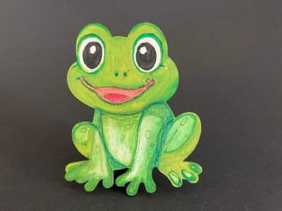 Figurina din lemn de pictat broscuta, 9cm - forma decorativa DIY