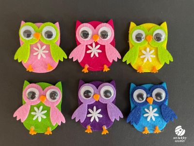 Set 6 Bufnițe din Pasla „Wisdom Colors” – Decoratiuni Jucause