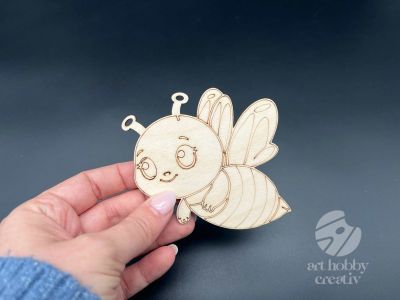 Figurina din lemn de pictat albina, 9cm - forma decorativa DIY