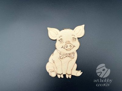 Figurina din lemn de pictat purcel, 9cm - forma decorativa DIY
