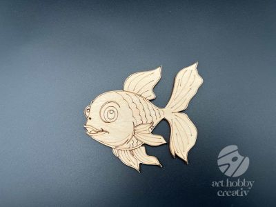 Figurina din lemn de pictat peste, 9cm - forma decorativa DIY