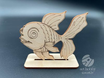Figurina din lemn de pictat peste, 9cm - forma decorativa DIY