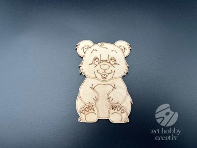 Figurina din lemn de pictat urs, 9cm - forma decorativa DIY