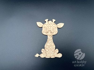 Figurina din lemn de pictat girafa, 9cm - forma decorativa DIY