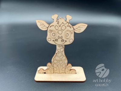 Figurina din lemn de pictat girafa, 9cm - forma decorativa DIY