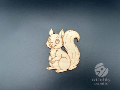 Figurina din lemn de pictat veverita, 9cm - forma decorativa DIY