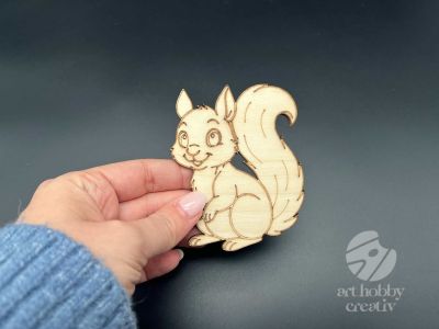 Figurina din lemn de pictat veverita, 9cm - forma decorativa DIY