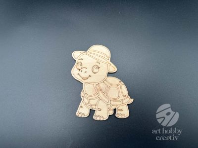 Figurina din lemn de pictat broasca testoasa, 9cm - forma decorativa DIY