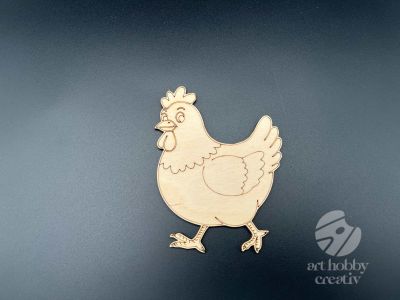 Figurina din lemn de pictat gaina, 9cm - forma decorativa DIY