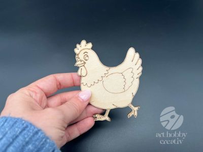 Figurina din lemn de pictat gaina, 9cm - forma decorativa DIY