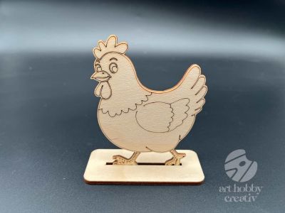 Figurina din lemn de pictat gaina, 9cm - forma decorativa DIY