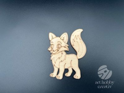 Figurina din lemn de pictat vulpe, 9cm - forma decorativa DIY
