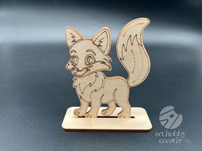 Figurina din lemn de pictat vulpe, 9cm - forma decorativa DIY