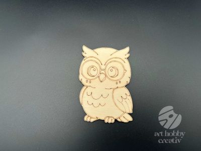 Figurina din lemn de pictat bufnita, 9cm - forma decorativa DIY