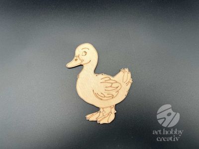 Figurina din lemn de pictat rata, 9cm - forma decorativa DIY