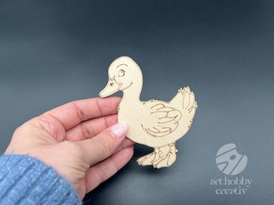 Figurina din lemn de pictat rata, 9cm - forma decorativa DIY