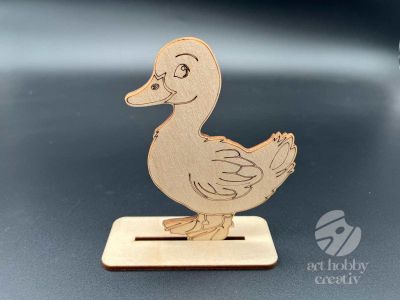 Figurina din lemn de pictat rata, 9cm - forma decorativa DIY