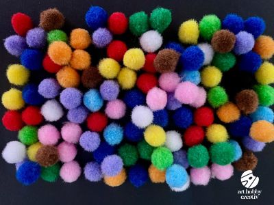  Pompoane Plusate Multicolore  mini – 120 buc. Diametru 10 mm