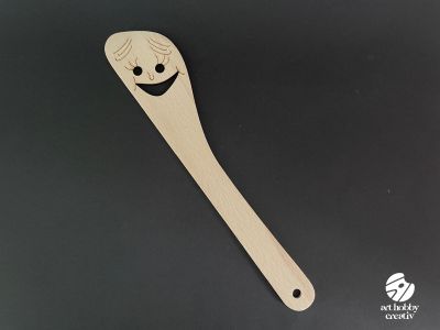 Spatula din Lemn cu Fata Vesela – Lingura Decorativa, 30 cm