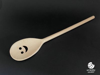 Lingura din Lemn cu Fata Zambitoare (Happy) – 35 cm