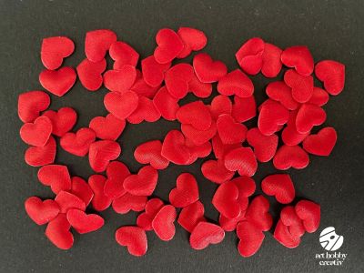Mini Inimi Textile – Set 75 buc. Rosu Aprins, aprox. 1 cm