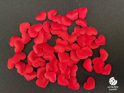 Mini Inimi Textile – Set 75 buc. Rosu Aprins, aprox. 1 cm