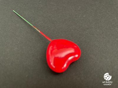 Inimioara Decorativa pe Tija – Rosu Lucios, 2.5 x 9 cm