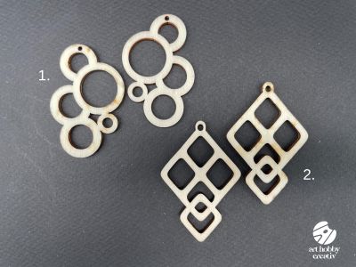 Cercei din Lemn – Set modele Cerc si Romb Abstract