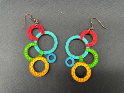 Cercei din Lemn – Set modele Cerc si Romb Abstract