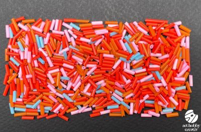 Margele tubulare multicolorate 6mm-25gr.