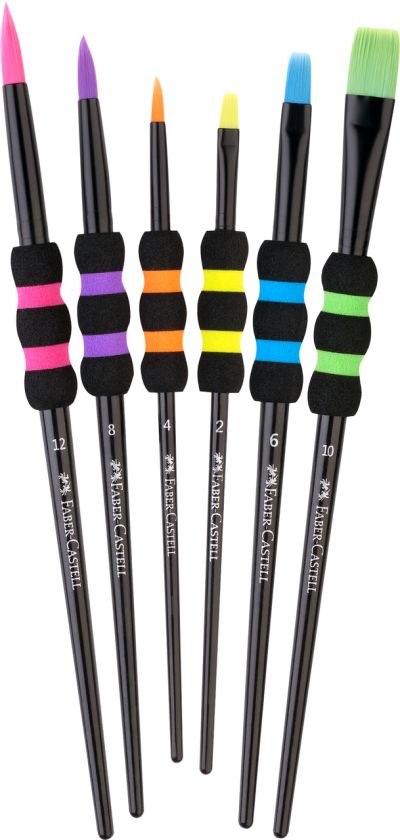 Pensule sintetice cu grip - 6buc/set - diferite culori - Faber Castell