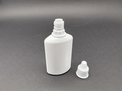 Flaconas plastic plat cu capac - alb 50ml