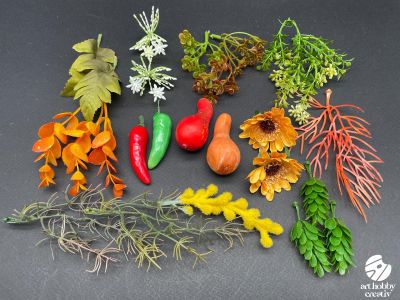 Set Accesorii Decorative de Toamna – Flori, Frunze si Legume Mixte
