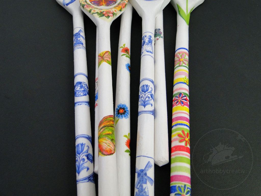 Linguri de lemn decorate
