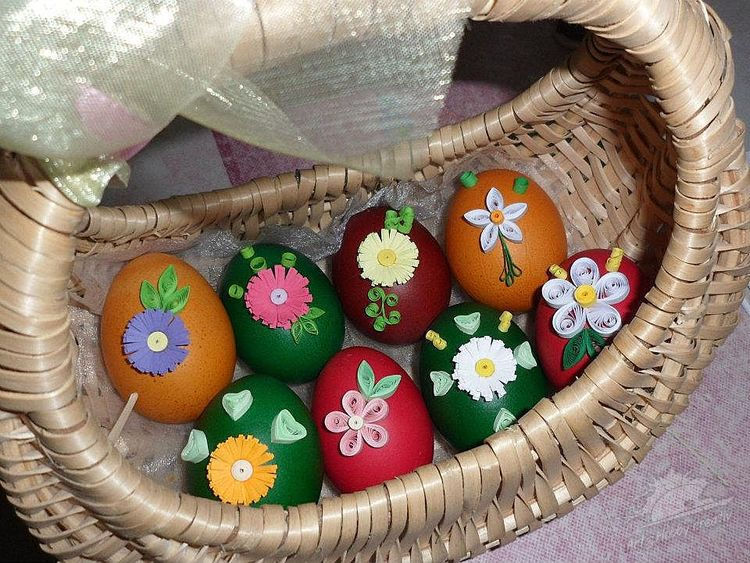 Creații Quilling de Primăvară - coșuleț cu ouă