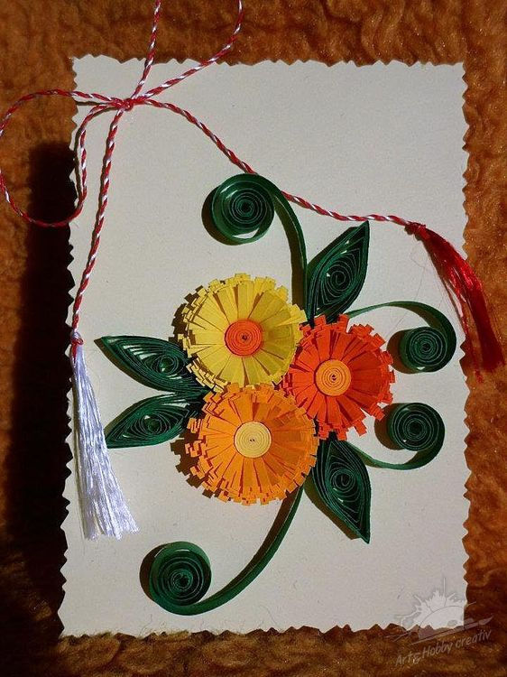 Creații Quilling de Primăvară - felicitări cu flori